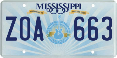 MS license plate ZOA663