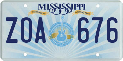 MS license plate ZOA676