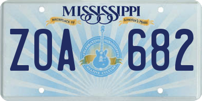 MS license plate ZOA682