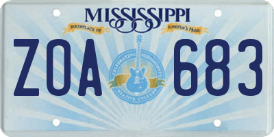 MS license plate ZOA683