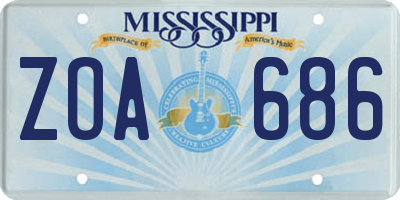 MS license plate ZOA686
