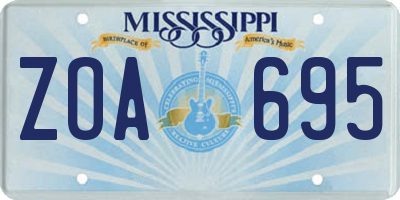 MS license plate ZOA695