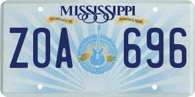 MS license plate ZOA696