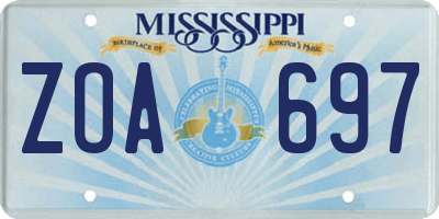 MS license plate ZOA697