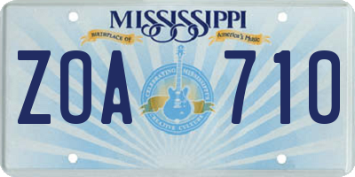 MS license plate ZOA710
