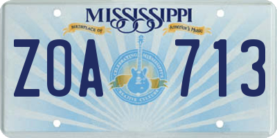 MS license plate ZOA713