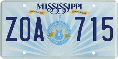 MS license plate ZOA715