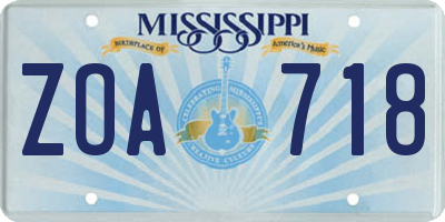 MS license plate ZOA718
