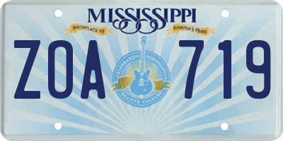 MS license plate ZOA719