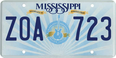 MS license plate ZOA723