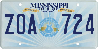 MS license plate ZOA724
