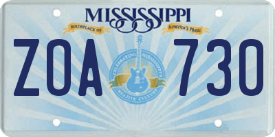 MS license plate ZOA730
