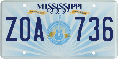 MS license plate ZOA736