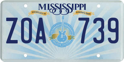 MS license plate ZOA739