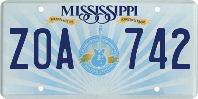 MS license plate ZOA742