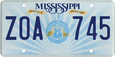 MS license plate ZOA745