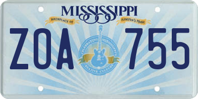 MS license plate ZOA755
