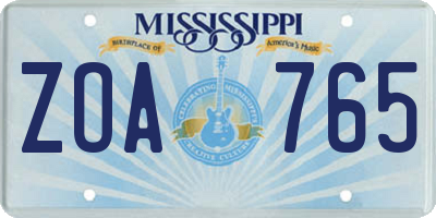 MS license plate ZOA765