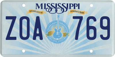 MS license plate ZOA769