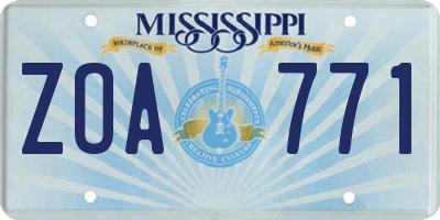 MS license plate ZOA771