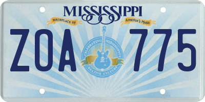 MS license plate ZOA775