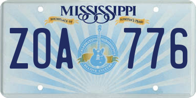 MS license plate ZOA776