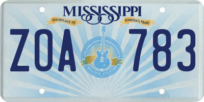 MS license plate ZOA783