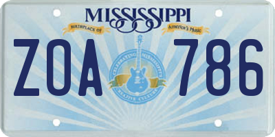 MS license plate ZOA786