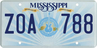 MS license plate ZOA788