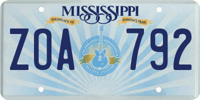 MS license plate ZOA792