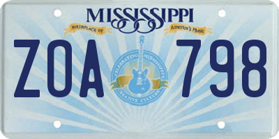 MS license plate ZOA798