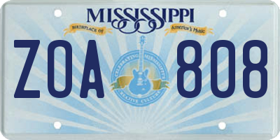 MS license plate ZOA808