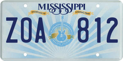 MS license plate ZOA812