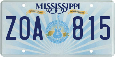 MS license plate ZOA815