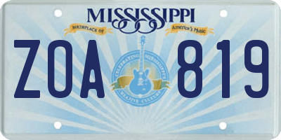 MS license plate ZOA819