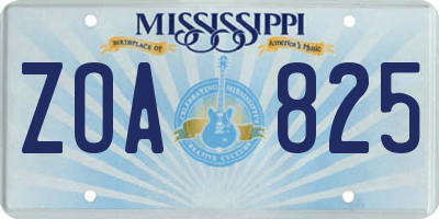 MS license plate ZOA825