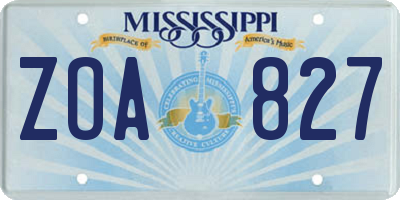 MS license plate ZOA827
