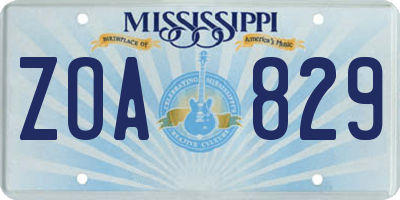 MS license plate ZOA829
