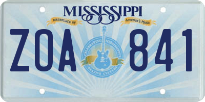 MS license plate ZOA841