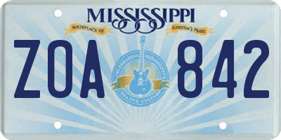 MS license plate ZOA842