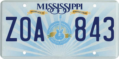 MS license plate ZOA843