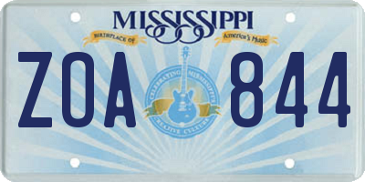 MS license plate ZOA844