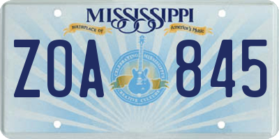 MS license plate ZOA845