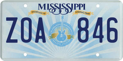 MS license plate ZOA846