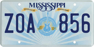 MS license plate ZOA856