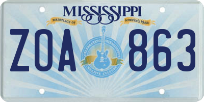 MS license plate ZOA863