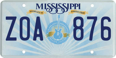 MS license plate ZOA876