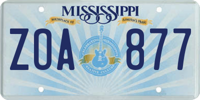 MS license plate ZOA877