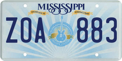 MS license plate ZOA883