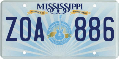 MS license plate ZOA886